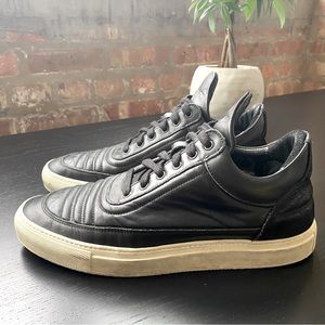 Filling Pieces Black Leather Sneakers Men's Size 42 Distressed